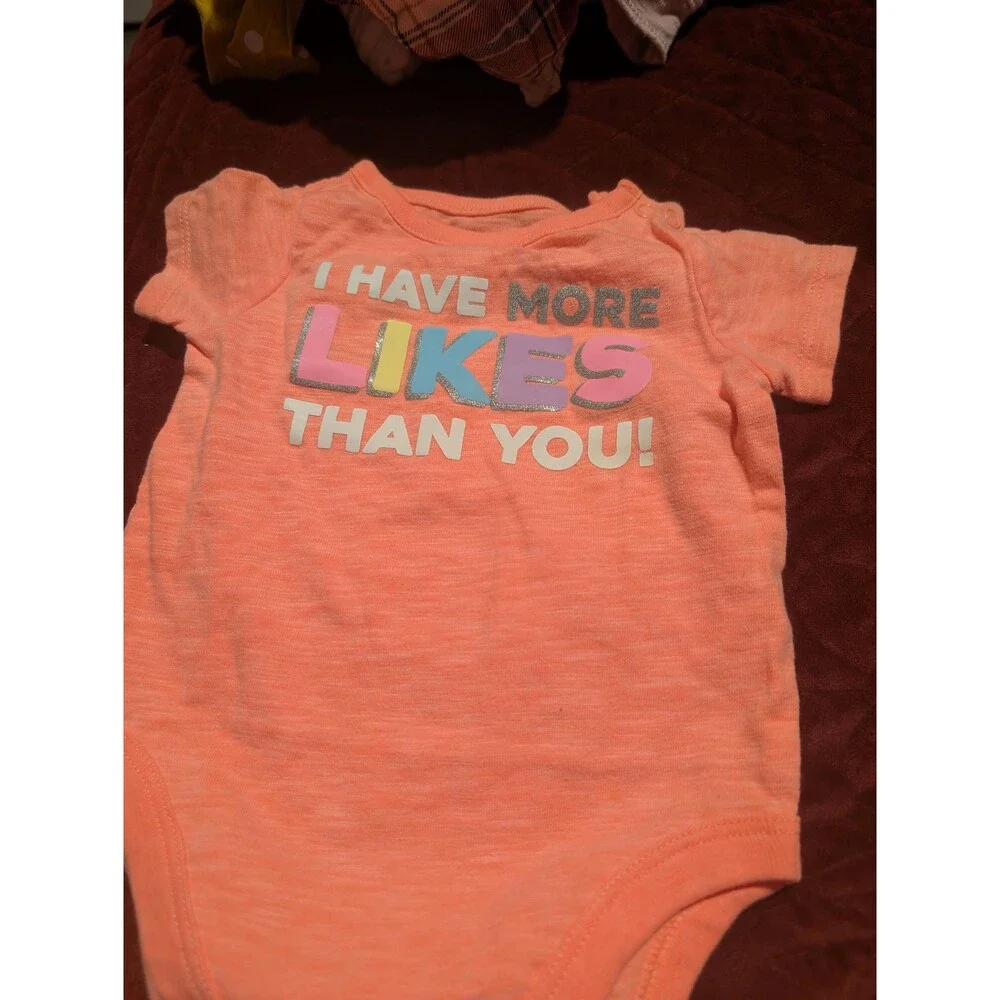 Garanimals Baby Onesie 3-6M Orange Graphic Short Sleeve - Free Shipping